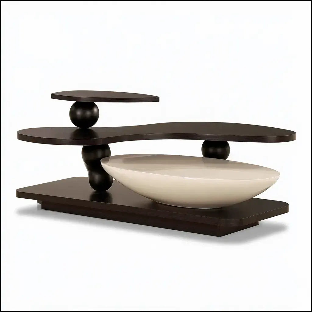 Mesa de centro con varios niveles de formas orgánicas - negro/blanco
