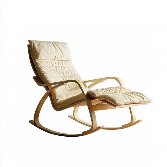 Mecedora con asiento trenzado y respaldo inclinado - beige/marrón
