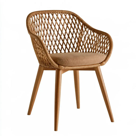 Silla con respaldo envolvente entrelazado - marrón