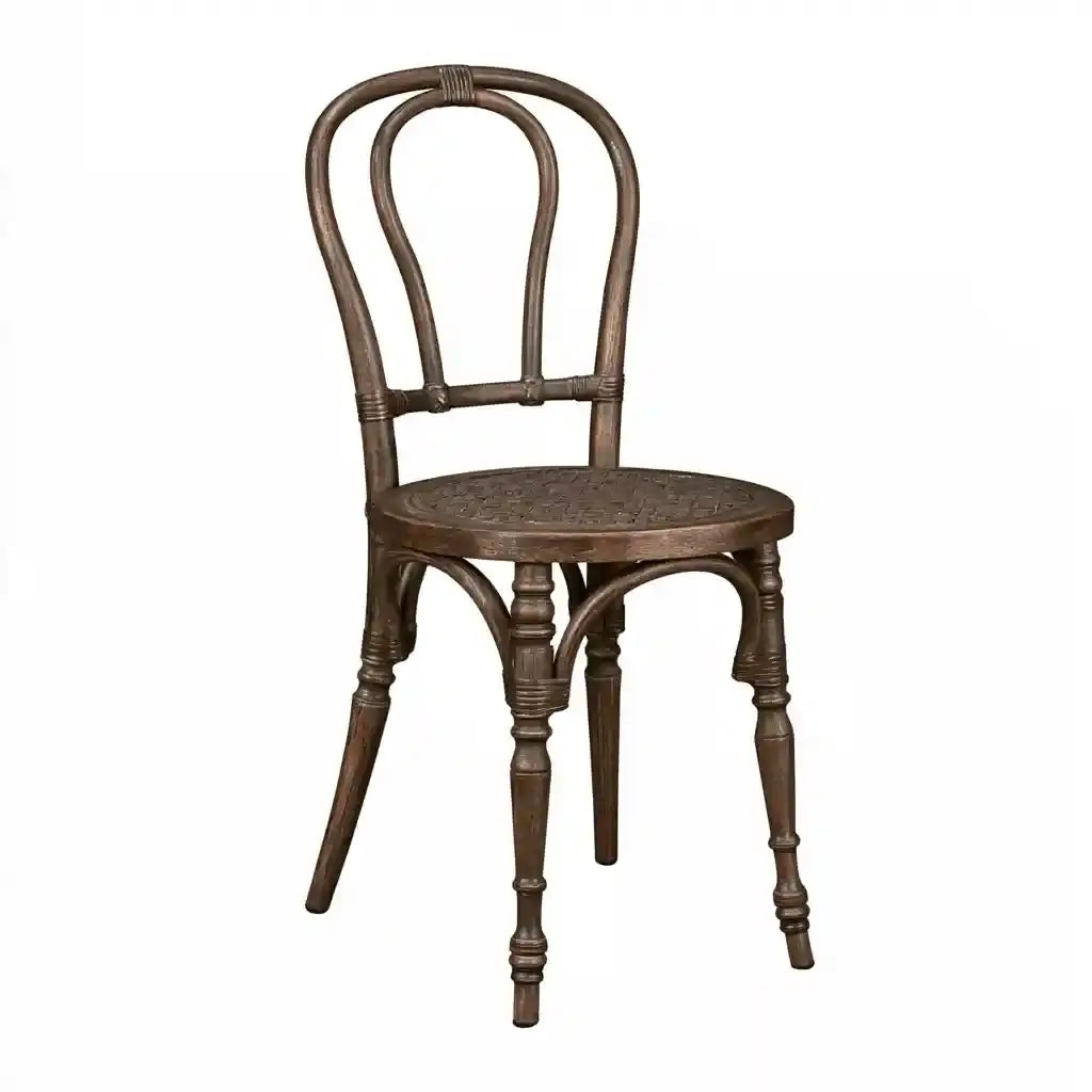Silla con respaldo de arco y patas torneadas - marrón