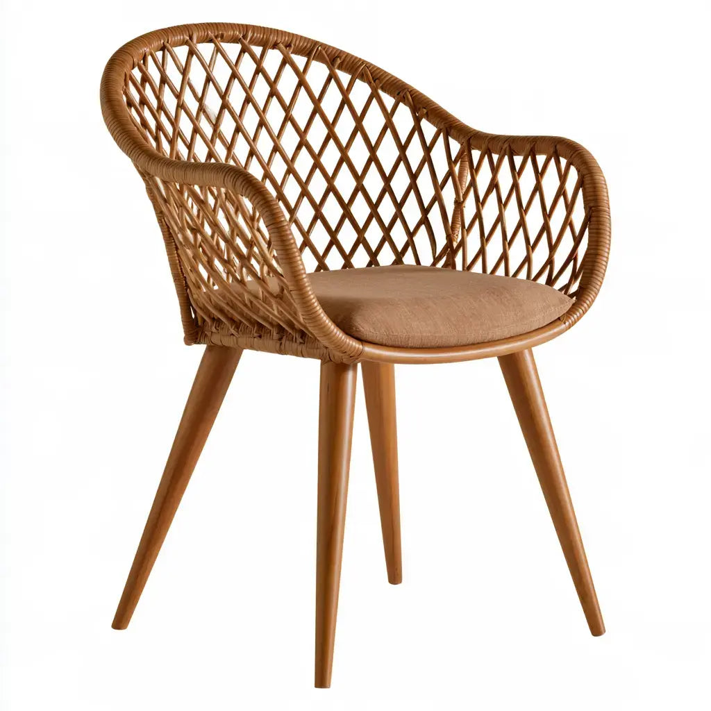 Silla con respaldo entrelazado semicircular - marrón