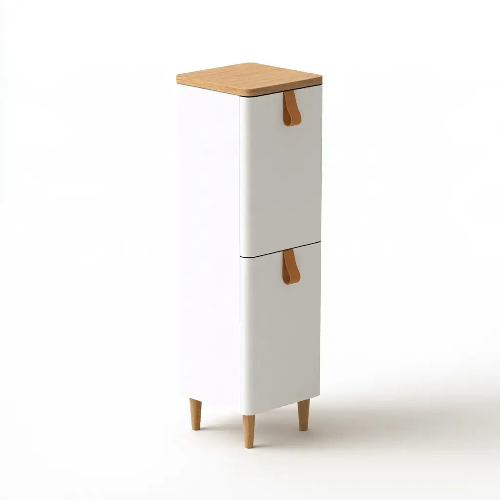 Armario muy estrecho con puertas apiladas - blanco/beige