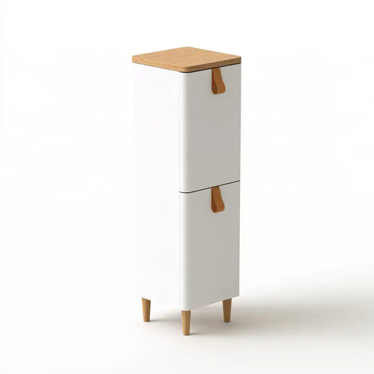Armario muy estrecho con puertas apiladas - blanco/beige