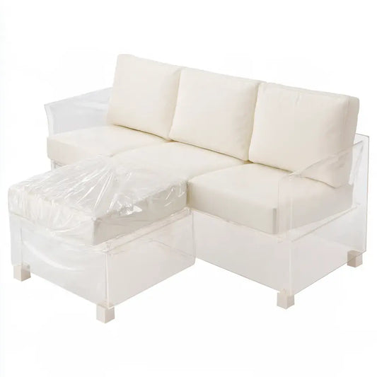 Sofá con asiento alargado y patas redondas - blanco