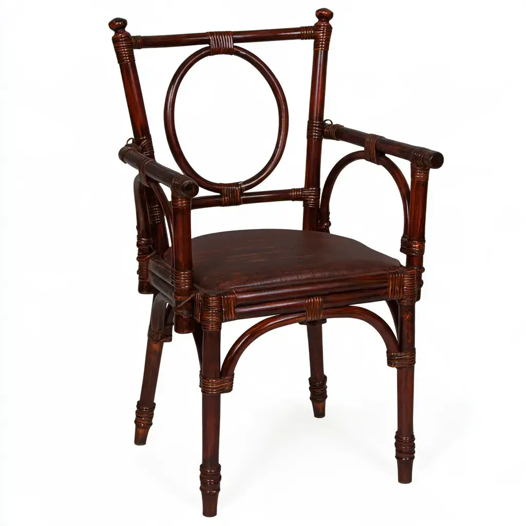 Silla con brazos curvos y respaldo circular - marrón