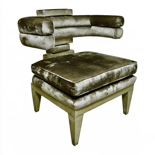 Silla con respaldo abierto y tapizado texturizado - verde