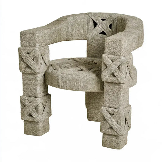 Sillón con estructura tapizada de textura trenzada - beige